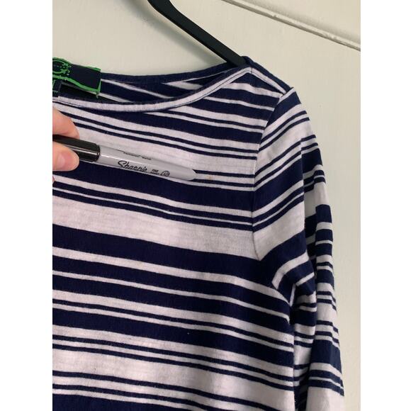 C Wonder Navy Blue Striped Drawstring Cotton Nautical Dress Size M - Picture 3 of 9